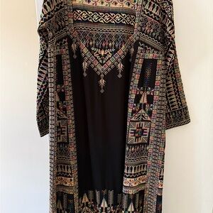 Thobe, Henna Embroidered Black Maxi Dress